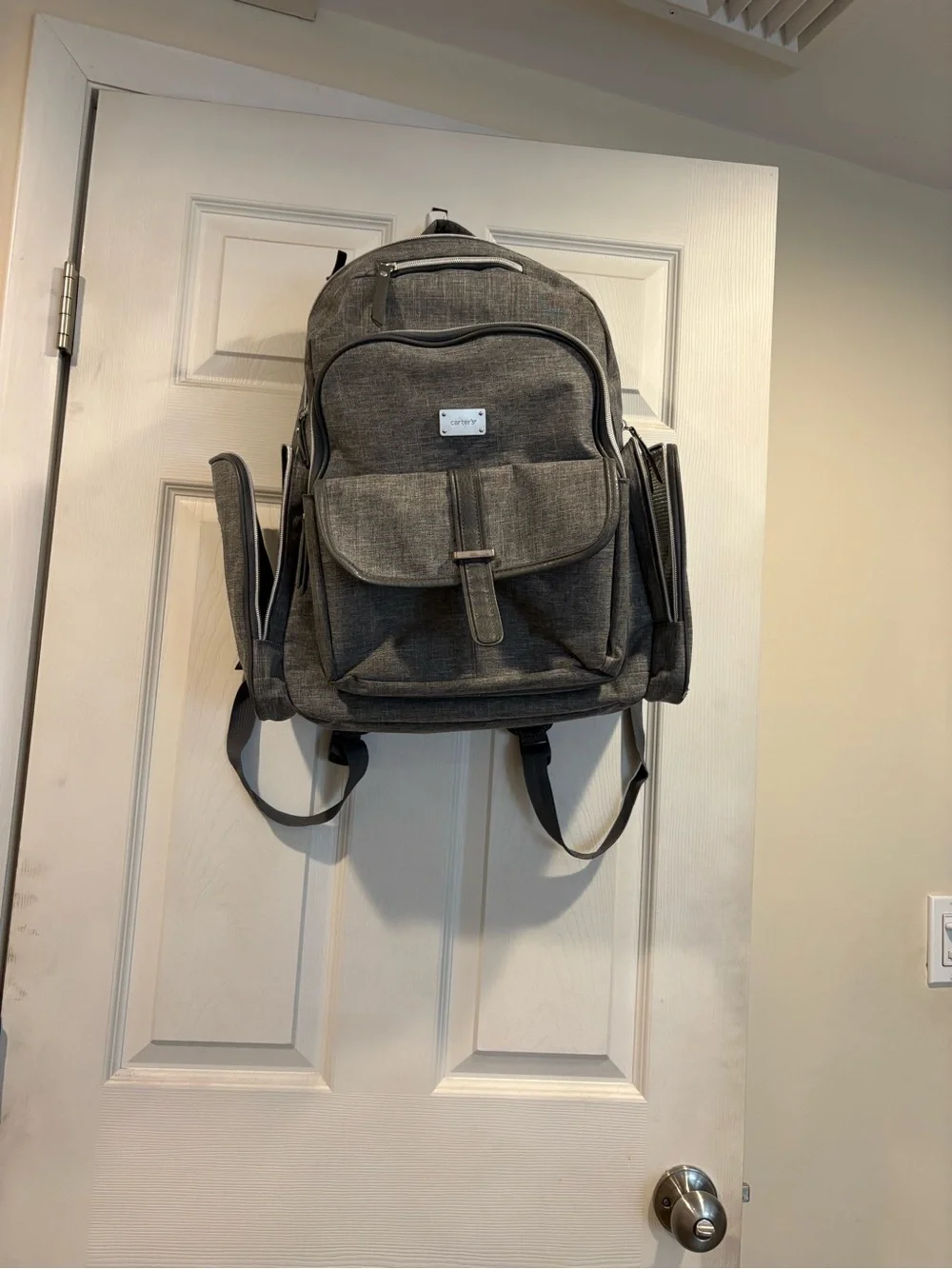 Carter's Gray Diaper Backpack with Front Pocket